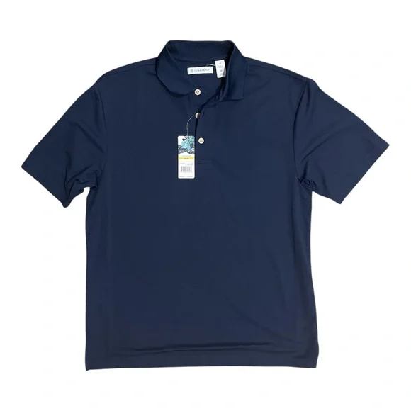 Cubavera Polo NWT Navy Blue Solid Textured Shirt Men's Size Medium - Picture 9 of 9